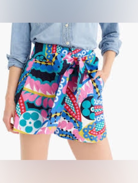 J. Crew Pants - J. Crew Pink Blue Green Multi-Print Tie-Waist Skort